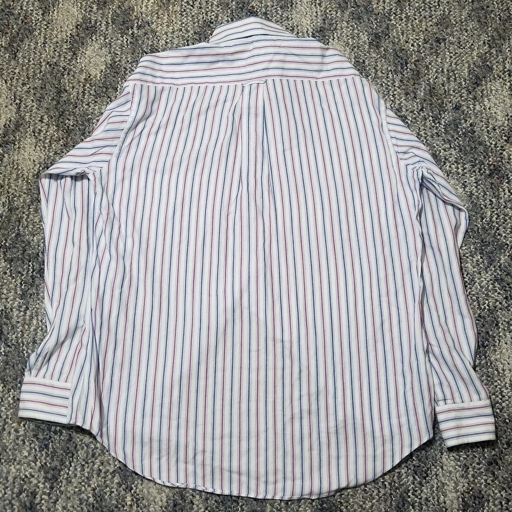 Vintage Tommy Hilfiger Mens Medium Red White Blue Stripe Button Up Down Shirt M - Picture 4 of 4